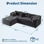 106 Canapé d'angle moderne, canapé 3 places rembourré en L avec assise profonde, canapés modulaires pour salon, aucun assemblage requis