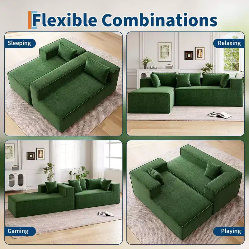 106 Canapé d'angle moderne, canapé 3 places rembourré en L avec assise profonde, canapés modulaires pour salon, aucun assemblage requis