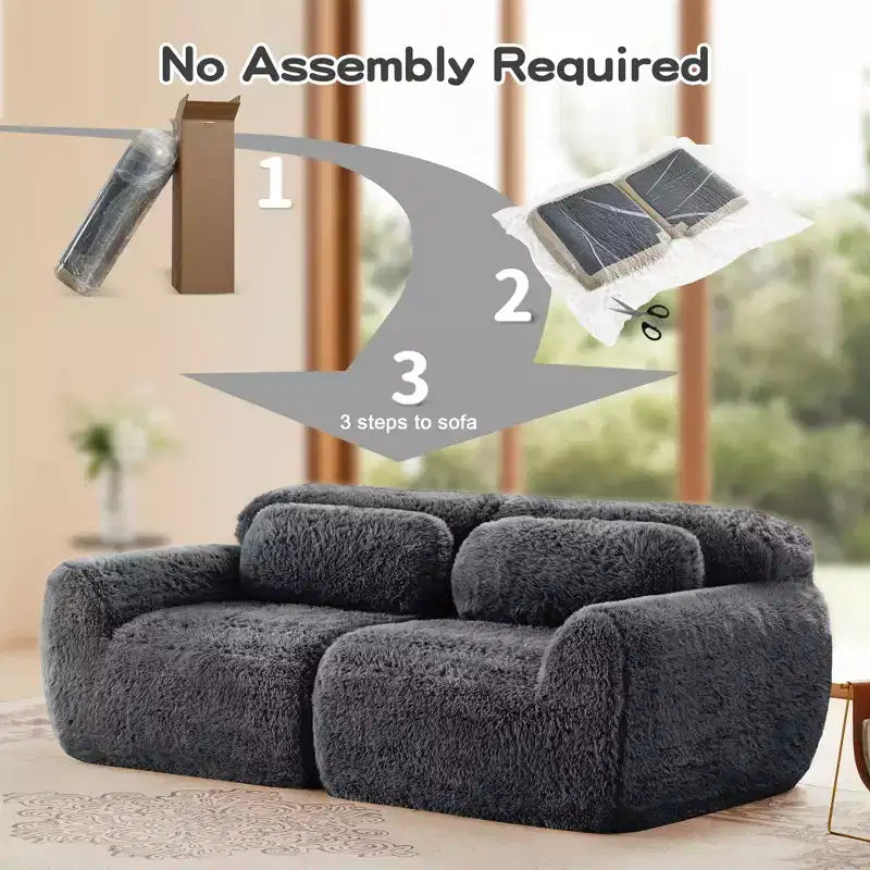 Divano modulare a 2 posti, morbido tessuto felpato, fondo antiscivolo, spugna HD 32D, nessun montaggio, design ergonomico, con cuscini decorativi per soggiorni