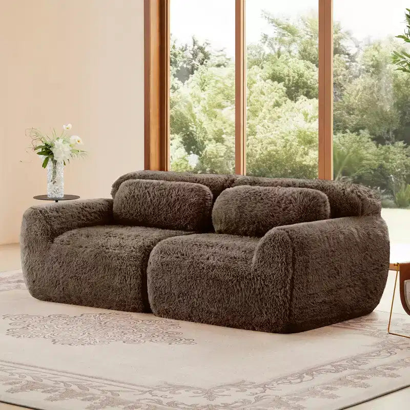 Divano modulare a 2 posti, morbido tessuto felpato, fondo antiscivolo, spugna HD 32D, nessun montaggio, design ergonomico, con cuscini decorativi per soggiorni