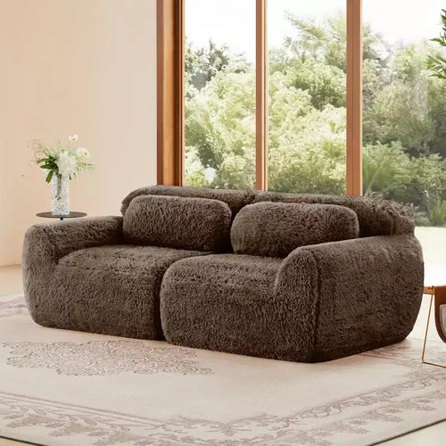 Divano modulare a 2 posti, morbido tessuto felpato, fondo antiscivolo, spugna HD 32D, nessun montaggio, design ergonomico, con cuscini decorativi per soggiorni