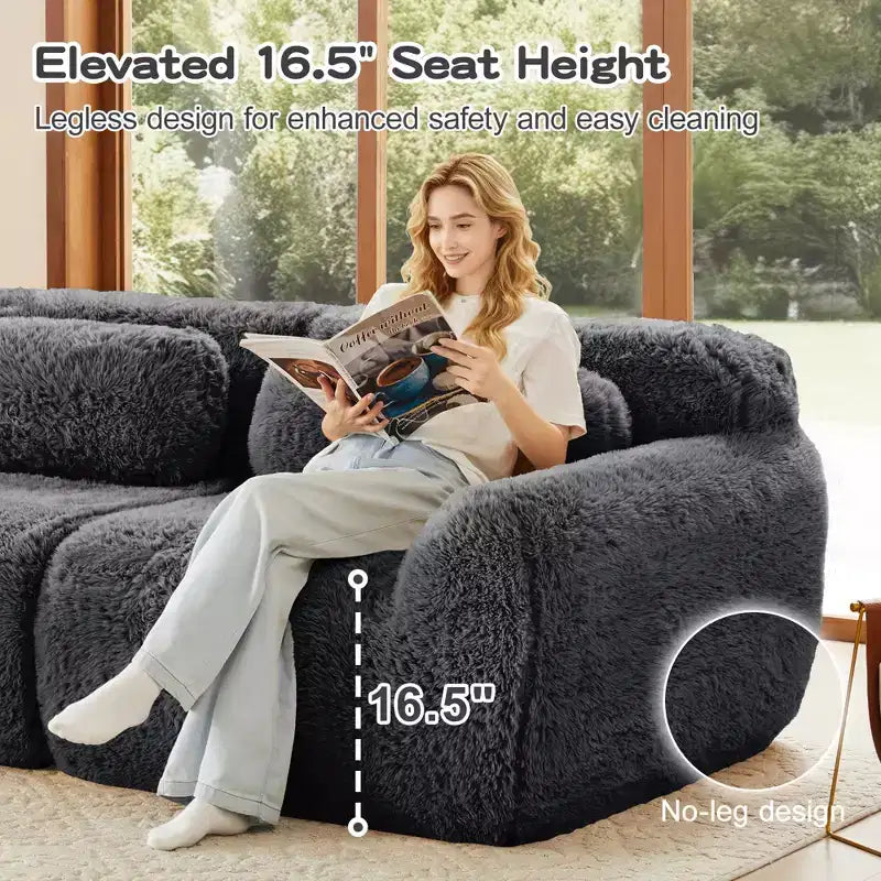 Divano modulare a 2 posti, morbido tessuto felpato, fondo antiscivolo, spugna HD 32D, nessun montaggio, design ergonomico, con cuscini decorativi per soggiorni