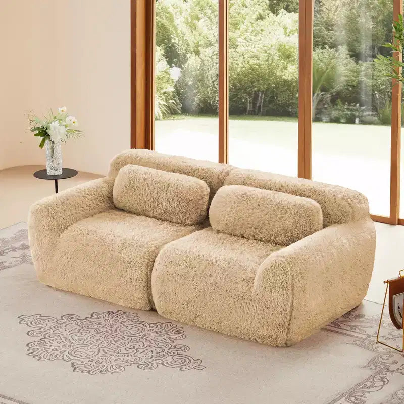 Divano modulare a 2 posti, morbido tessuto felpato, fondo antiscivolo, spugna HD 32D, nessun montaggio, design ergonomico, con cuscini decorativi per soggiorni