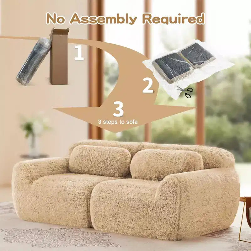 Divano modulare a 2 posti, morbido tessuto felpato, fondo antiscivolo, spugna HD 32D, nessun montaggio, design ergonomico, con cuscini decorativi per soggiorni