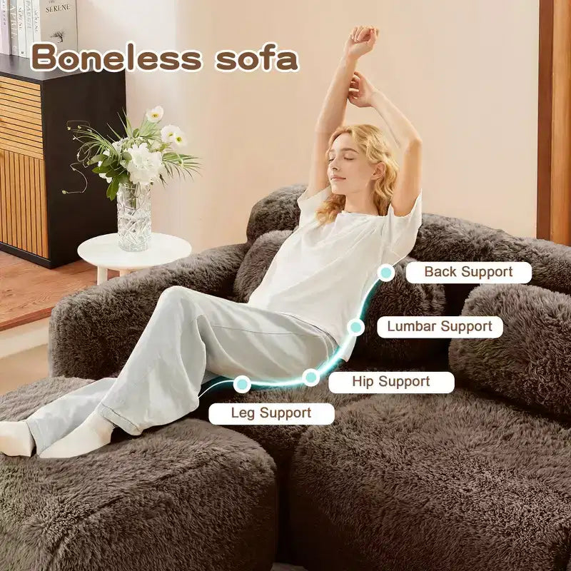 Divano modulare a 2 posti, morbido tessuto felpato, fondo antiscivolo, spugna HD 32D, nessun montaggio, design ergonomico, con cuscini decorativi per soggiorni