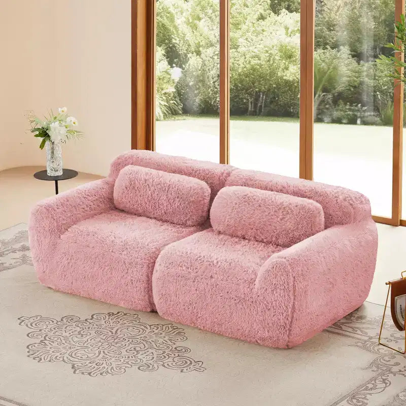 Divano modulare a 2 posti, morbido tessuto felpato, fondo antiscivolo, spugna HD 32D, nessun montaggio, design ergonomico, con cuscini decorativi per soggiorni