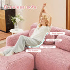 Divano modulare a 2 posti, morbido tessuto felpato, fondo antiscivolo, spugna HD 32D, nessun montaggio, design ergonomico, con cuscini decorativi per soggiorni