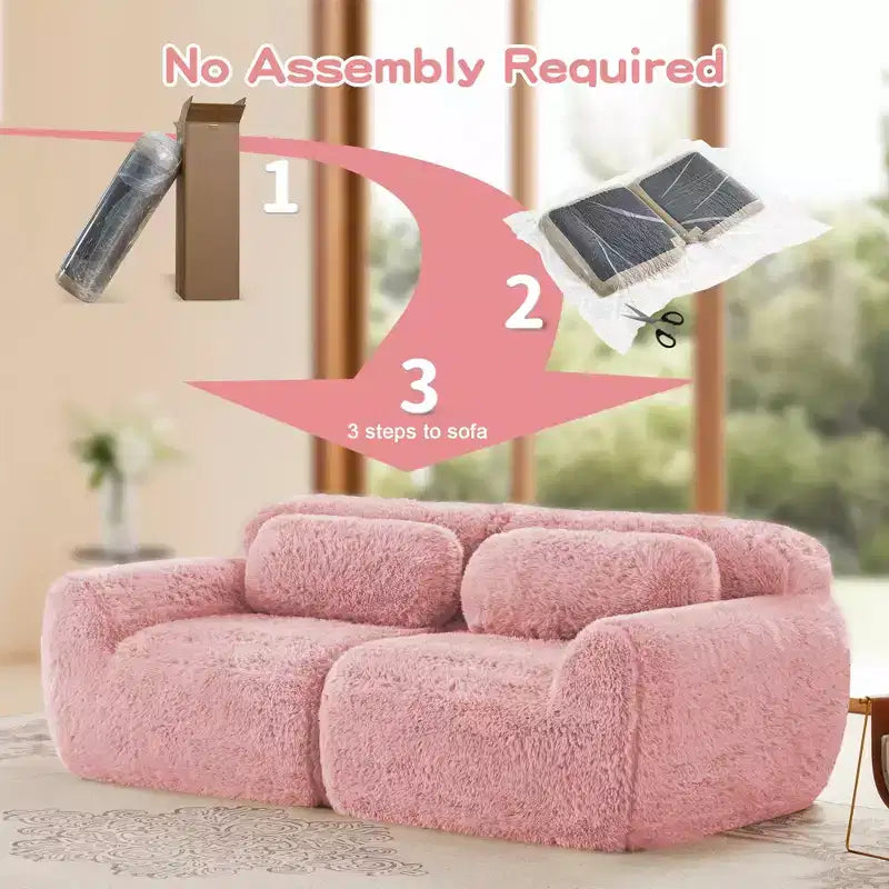 Divano modulare a 2 posti, morbido tessuto felpato, fondo antiscivolo, spugna HD 32D, nessun montaggio, design ergonomico, con cuscini decorativi per soggiorni