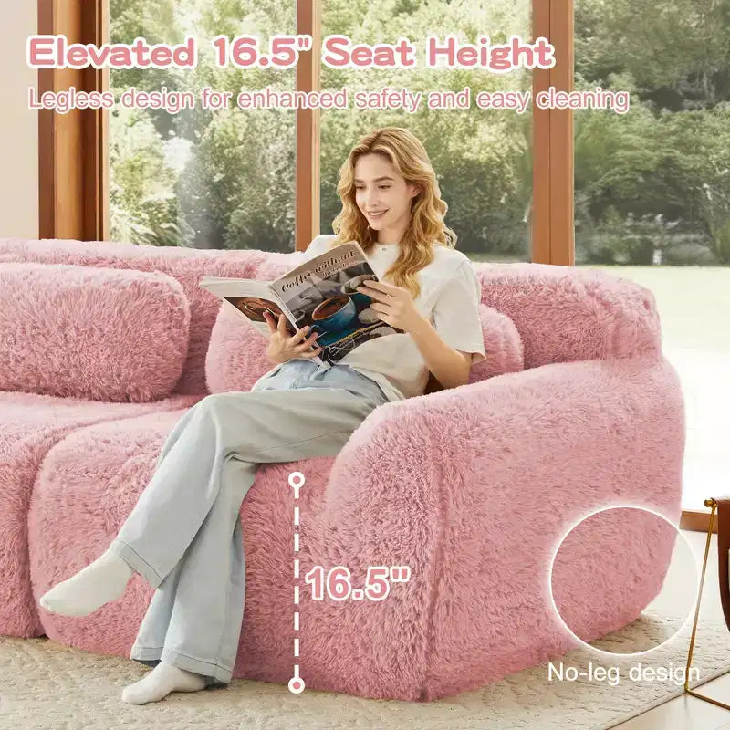 Divano modulare a 2 posti, morbido tessuto felpato, fondo antiscivolo, spugna HD 32D, nessun montaggio, design ergonomico, con cuscini decorativi per soggiorni