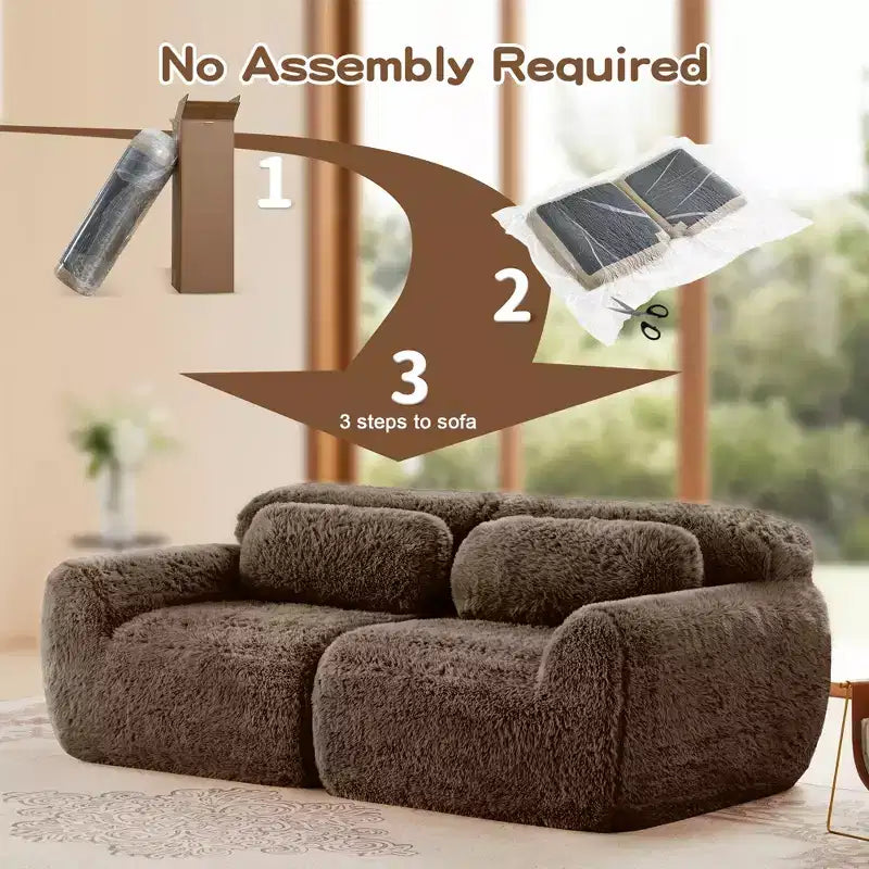 Divano modulare a 2 posti, morbido tessuto felpato, fondo antiscivolo, spugna HD 32D, nessun montaggio, design ergonomico, con cuscini decorativi per soggiorni