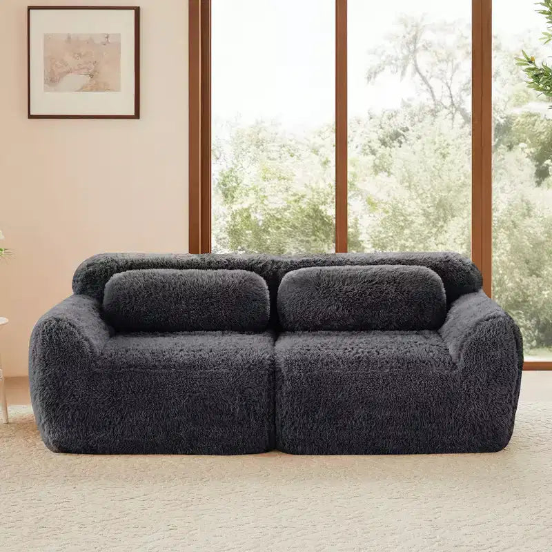Divano modulare a 2 posti, morbido tessuto felpato, fondo antiscivolo, spugna HD 32D, nessun montaggio, design ergonomico, con cuscini decorativi per soggiorni