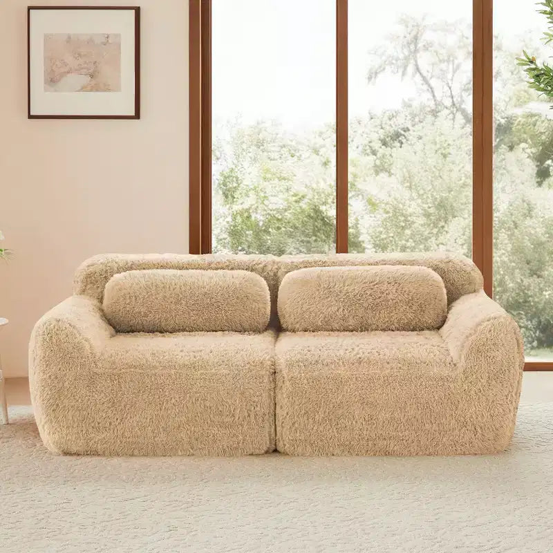 Divano modulare a 2 posti, morbido tessuto felpato, fondo antiscivolo, spugna HD 32D, nessun montaggio, design ergonomico, con cuscini decorativi per soggiorni