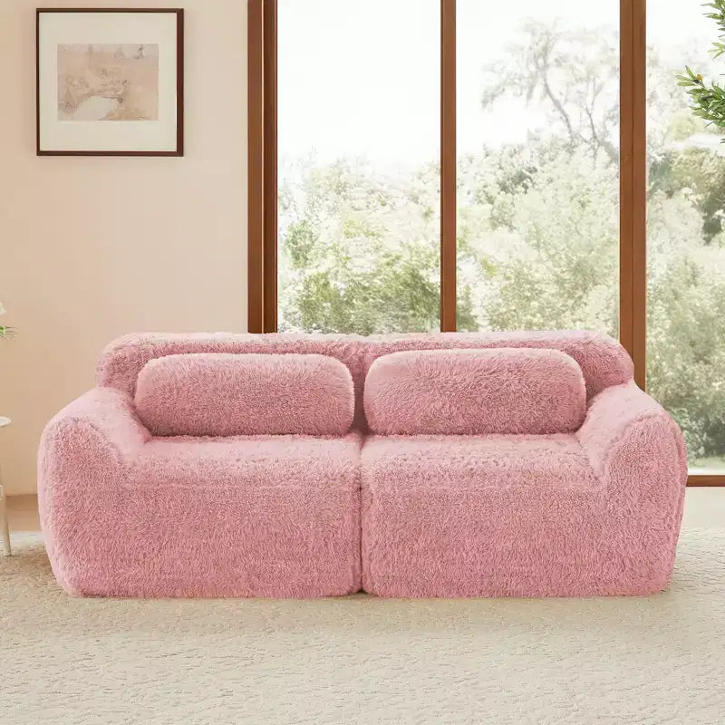 Divano modulare a 2 posti, morbido tessuto felpato, fondo antiscivolo, spugna HD 32D, nessun montaggio, design ergonomico, con cuscini decorativi per soggiorni