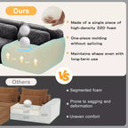 Canapé en peluche douce désossé de 149 pouces, éponge HD 32D, conception ergonomique, emballage sous vide, combinaison libre, connexion par boucle pour chambre/bureau/home cinéma