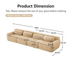 Canapé en peluche douce désossé de 149 pouces, éponge HD 32D, conception ergonomique, emballage sous vide, combinaison libre, connexion par boucle pour chambre/bureau/home cinéma
