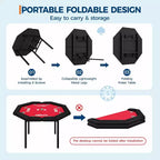 Tavolo da poker da 48 pollici, Tavolo da poker pieghevole da 8 giocatori Texas Hold'em con binari imbottiti e portabicchieri, Tavolo da gioco portatile per feste in casa e serate di gioco