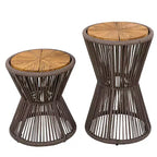 Christopher Knight Home Nara Tavolino da Esterno in Legno di Acacia e Corda Intrecciata, Set da 2