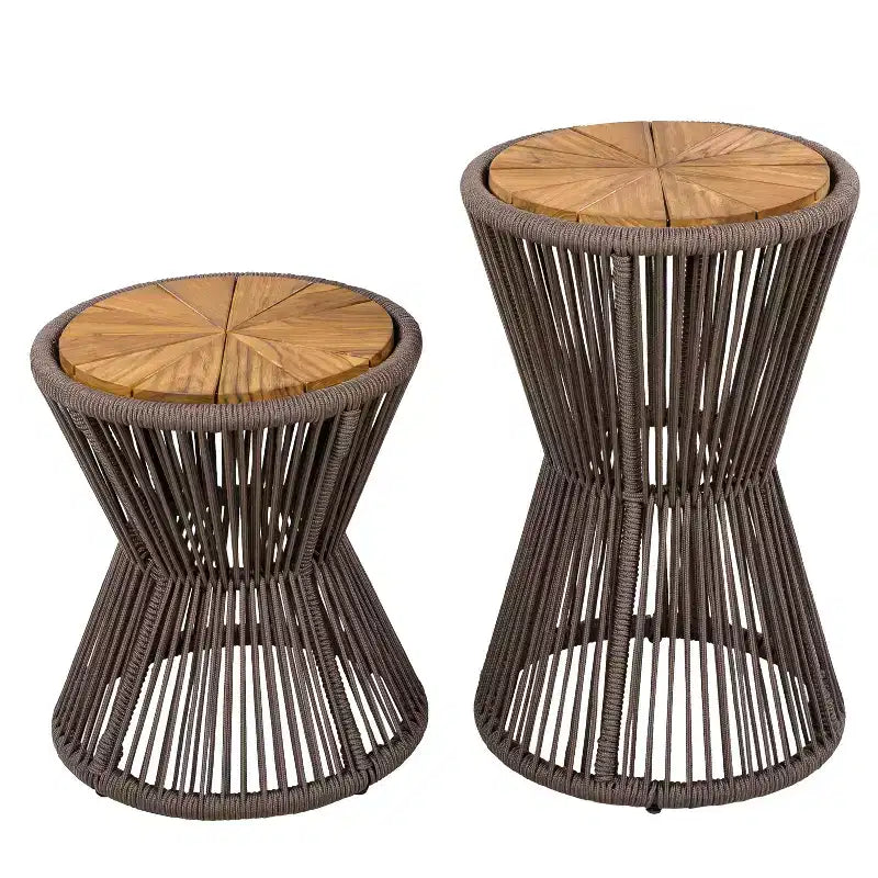 Christopher Knight Home Nara Tavolino da Esterno in Legno di Acacia e Corda Intrecciata, Set da 2
