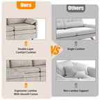 Divano componibile modulare 108 con pouf, divano moderno e confortevole in ciniglia a forma di L con seduta profonda, divano componibile extra large per appartamento