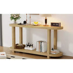 Table d'entrée, Console 2 niveaux avec plateau au design épuré, Table de canapé, Table d'entrée de style ferme avec étagère inférieure