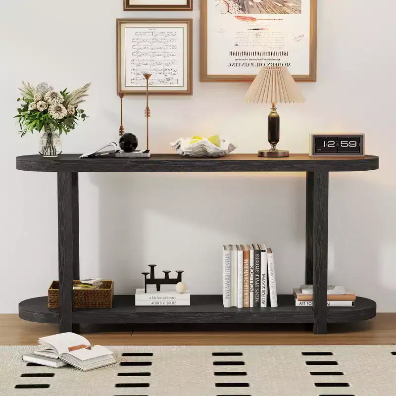 Entryway Table, 2-Tier Console Table with Streamlined Desktop Design, Couch Table, Farmhouse Entryway Table with Bottom Shelf