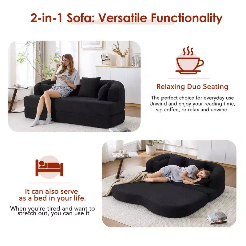 Canapé-Lit Pliable 2 en 1 Whisen, Canapé sans Os Convertible 70 Pliable avec 4 Oreillers