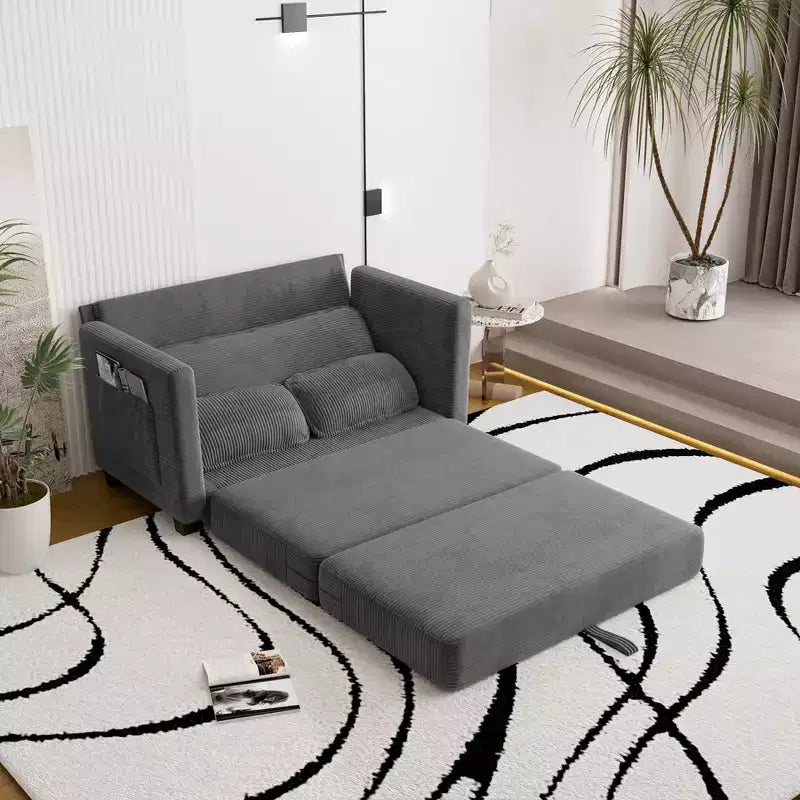 Divano Letto Convertibile 2 in 1, Divanetto Imbottito Trasformabile con 2 Cuscini, Divano da Pavimento per Appartamento, Soggiorno e Camera degli Ospiti