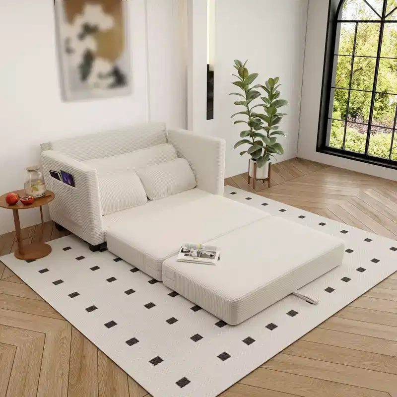 Divano Letto Convertibile 2 in 1, Divanetto Imbottito Trasformabile con 2 Cuscini, Divano da Pavimento per Appartamento, Soggiorno e Camera degli Ospiti