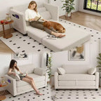Divano Letto Convertibile 2 in 1, Divanetto Imbottito Trasformabile con 2 Cuscini, Divano da Pavimento per Appartamento, Soggiorno e Camera degli Ospiti