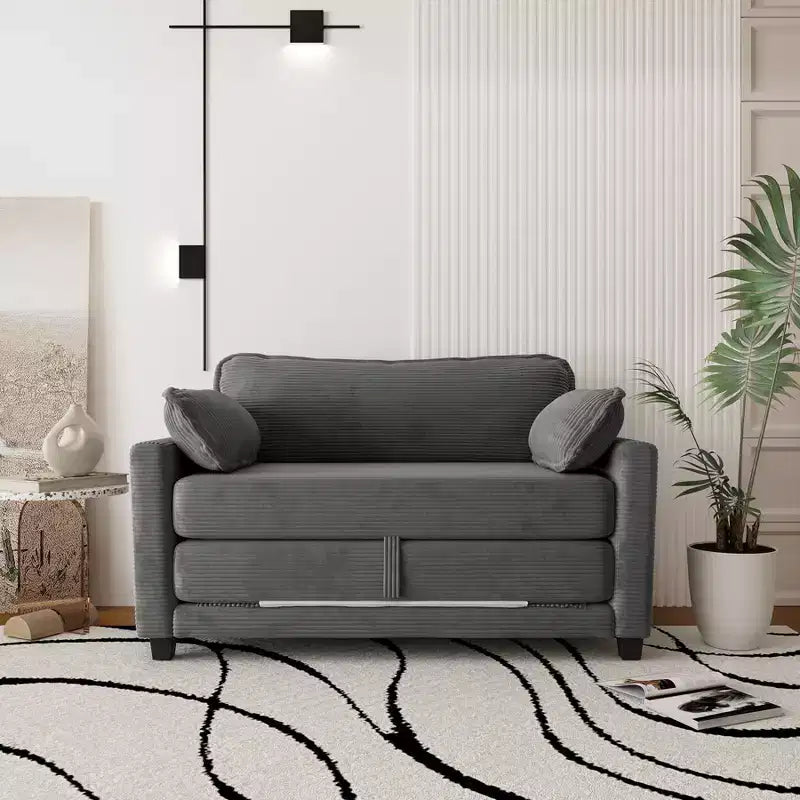 Divano Letto Convertibile 2 in 1, Divanetto Imbottito Trasformabile con 2 Cuscini, Divano da Pavimento per Appartamento, Soggiorno e Camera degli Ospiti