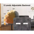 Divano letto angolare a penisola estraibile Dyonery 81, 4 in 1 con vano contenitore, porte USB e tasche laterali per soggiorno