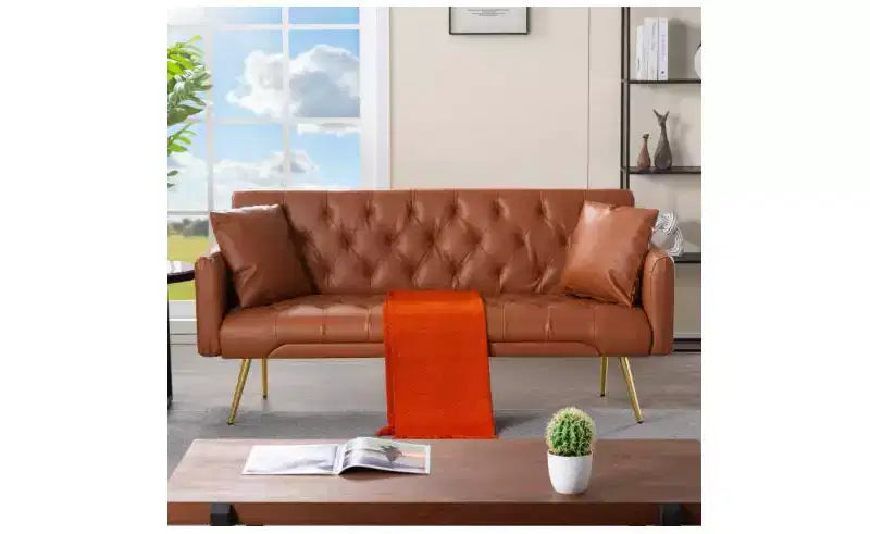 Okak Moderno Divano Letto Convertibile con Bottoni Trapuntati e Schienale Regolabile, Divano Futon Imbottito per Soggiorno, Appartamento