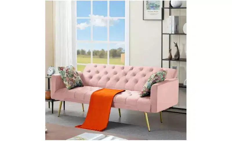 Okak Moderno Divano Letto Convertibile con Bottoni Trapuntati e Schienale Regolabile, Divano Futon Imbottito per Soggiorno, Appartamento