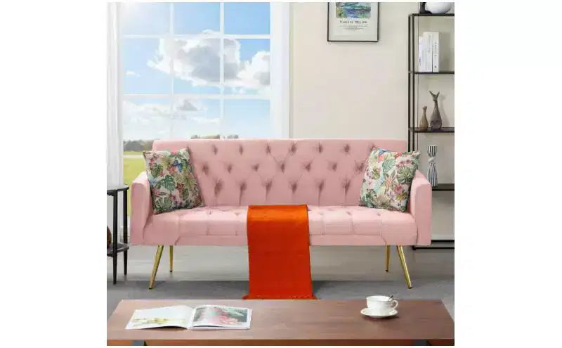 Okak Moderno Divano Letto Convertibile con Bottoni Trapuntati e Schienale Regolabile, Divano Futon Imbottito per Soggiorno, Appartamento