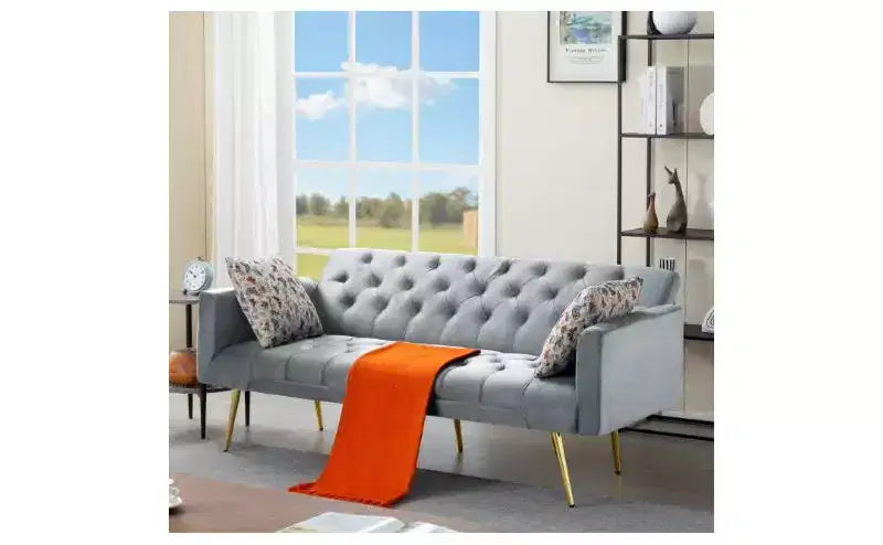 Okak Moderno Divano Letto Convertibile con Bottoni Trapuntati e Schienale Regolabile, Divano Futon Imbottito per Soggiorno, Appartamento
