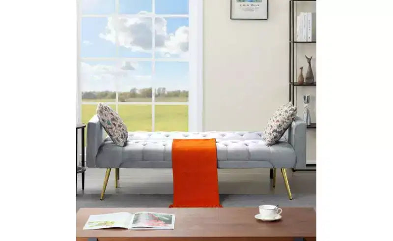 Okak Moderno Divano Letto Convertibile con Bottoni Trapuntati e Schienale Regolabile, Divano Futon Imbottito per Soggiorno, Appartamento