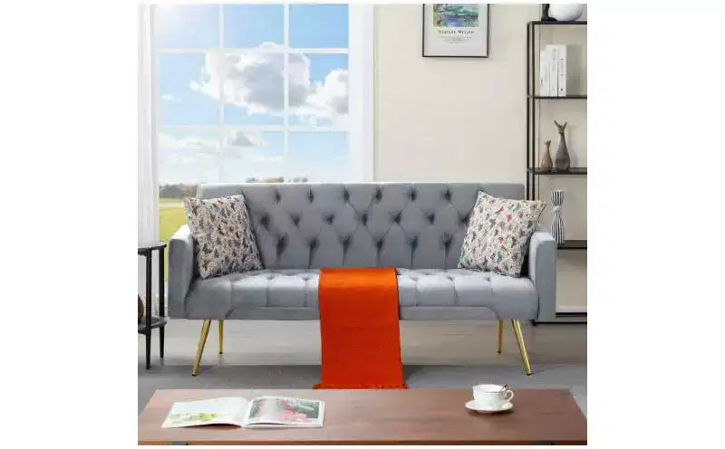 Okak Moderno Divano Letto Convertibile con Bottoni Trapuntati e Schienale Regolabile, Divano Futon Imbottito per Soggiorno, Appartamento