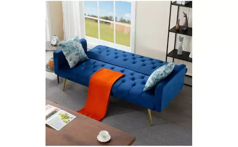 Okak Moderno Divano Letto Convertibile con Bottoni Trapuntati e Schienale Regolabile, Divano Futon Imbottito per Soggiorno, Appartamento