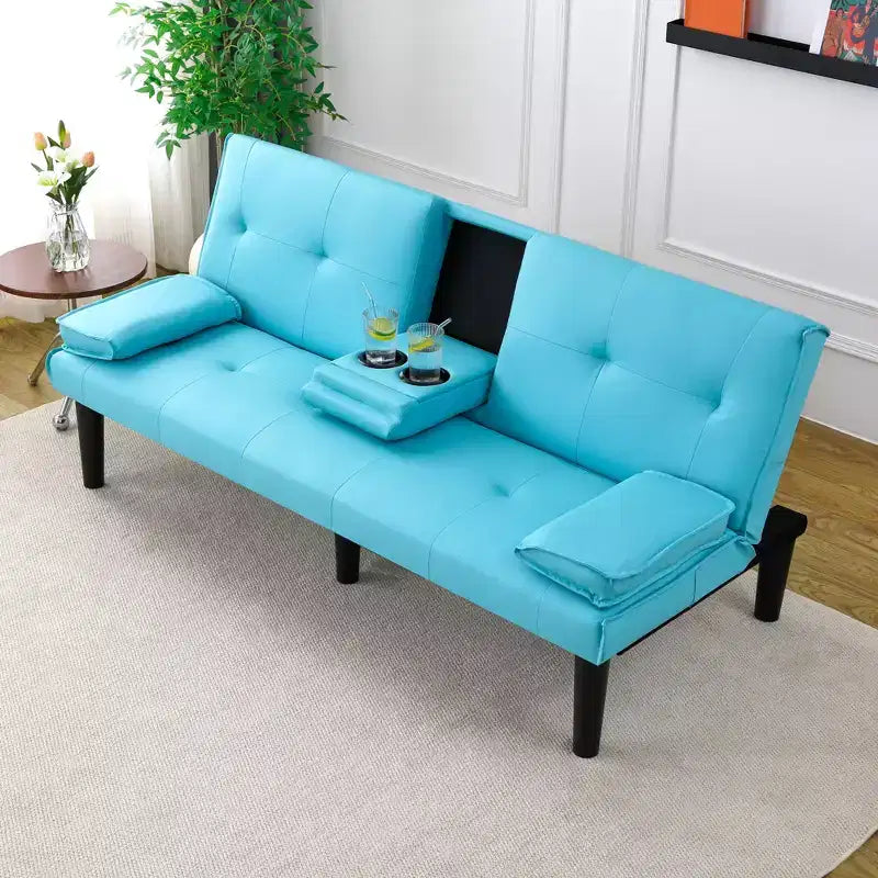 Divano Letto Convertibile TUYOHW, Futon Moderno 67" con Portabicchieri, Divano Letto per Piccoli Spazi, Appartamenti e Uffici