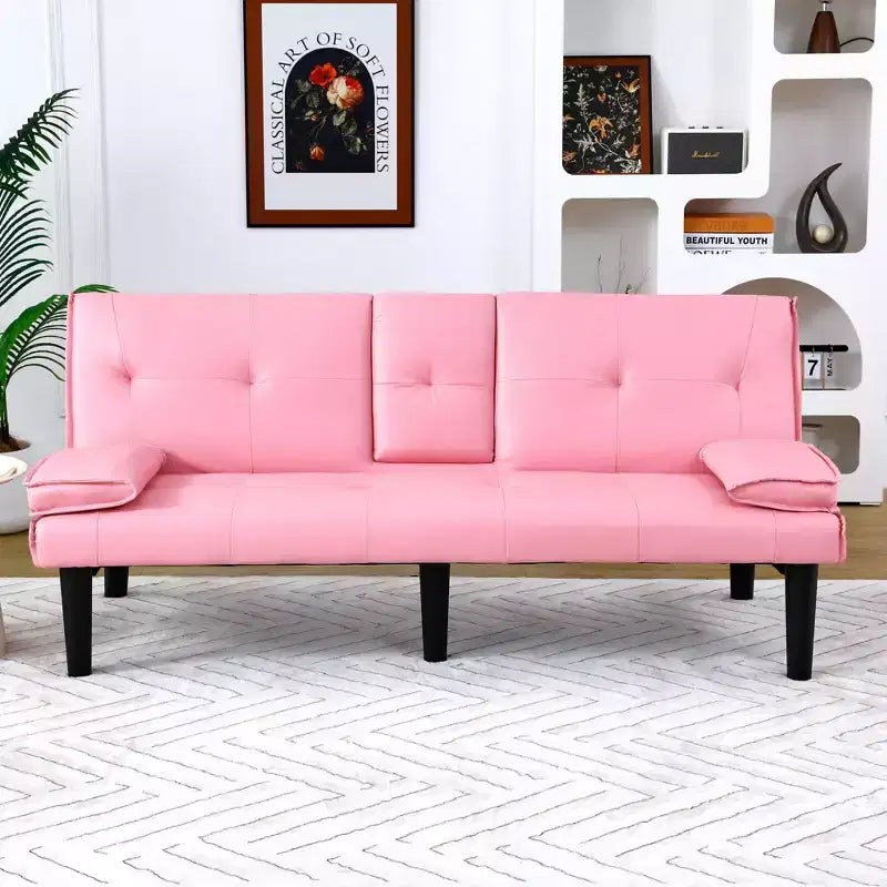 Divano Letto Convertibile TUYOHW, Futon Moderno 67" con Portabicchieri, Divano Letto per Piccoli Spazi, Appartamenti e Uffici