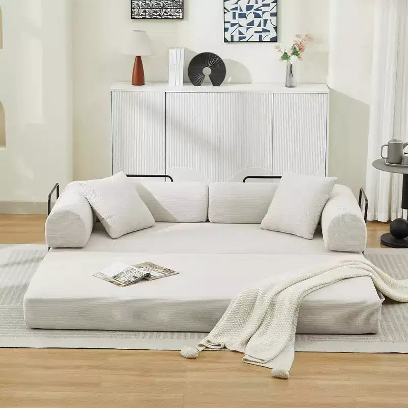 Divano Letto Convertibile in Corduroy TUYOHW, Divano Letto con 2 Cuscini, Combinazione Flessibile, Divano Futon per Soggiorno, Ufficio, Appartamento