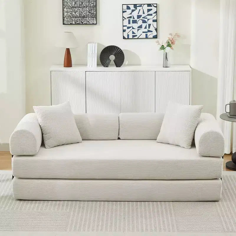 Divano Letto Convertibile in Corduroy TUYOHW, Divano Letto con 2 Cuscini, Combinazione Flessibile, Divano Futon per Soggiorno, Ufficio, Appartamento