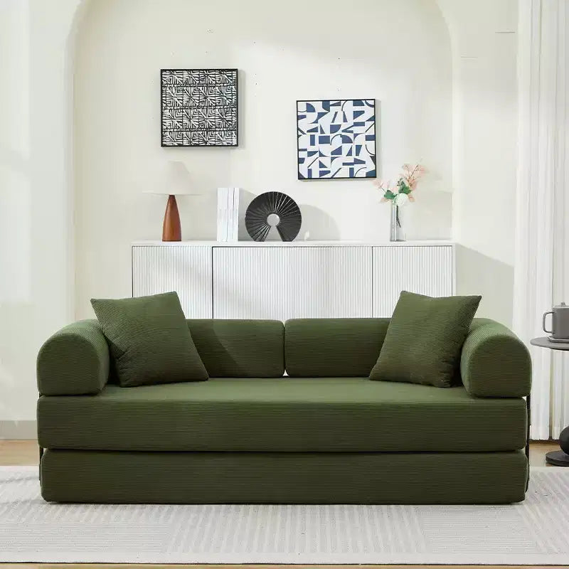 Divano Letto Convertibile in Corduroy TUYOHW, Divano Letto con 2 Cuscini, Combinazione Flessibile, Divano Futon per Soggiorno, Ufficio, Appartamento