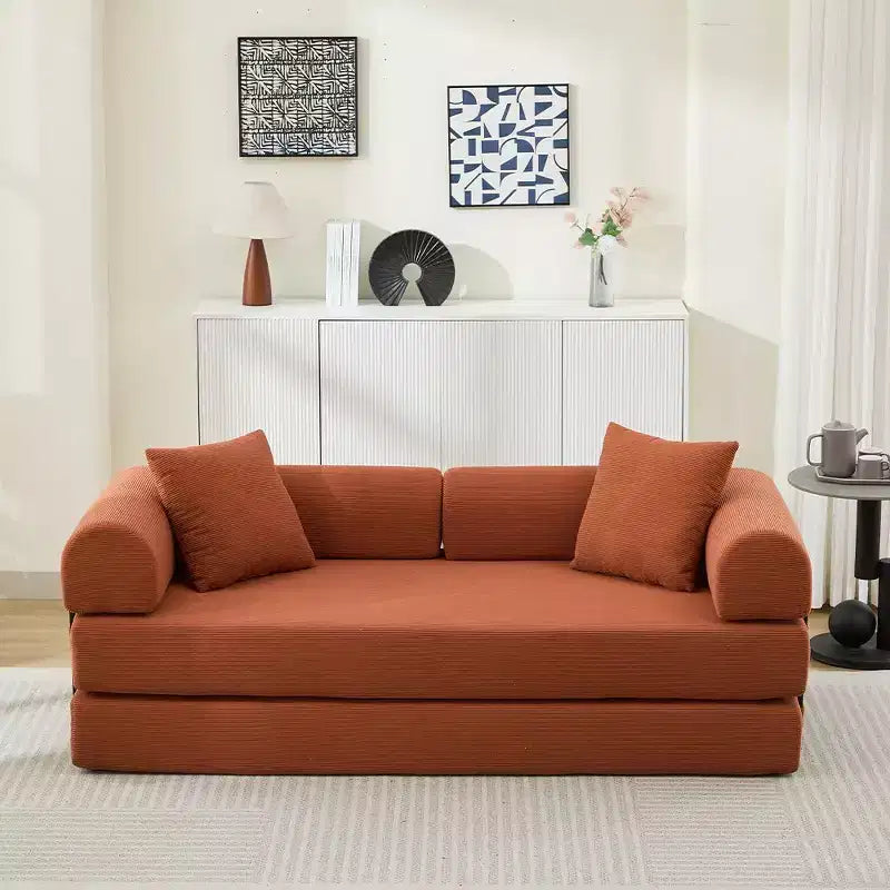Divano Letto Convertibile in Corduroy TUYOHW, Divano Letto con 2 Cuscini, Combinazione Flessibile, Divano Futon per Soggiorno, Ufficio, Appartamento