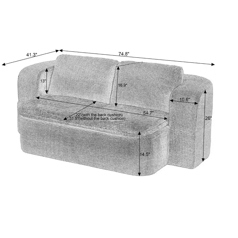 Divano letto trasformabile TUYOHW 74.8, divano pieghevole 2-in-1 con coperta cuscino, divano letto per soggiorno camera da letto appartamento, nessun assemblaggio