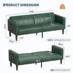 Canapé-lit futon 75 en cuir PU, causeuse convertible, dossier réglable, poches latérales, canapé-lit peu encombrant