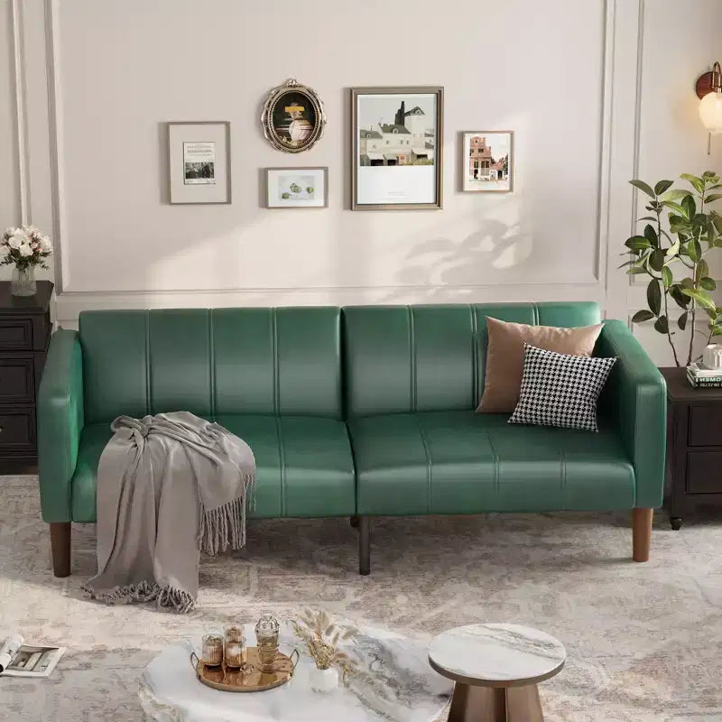 Canapé-lit futon 75 en cuir PU, causeuse convertible, dossier réglable, poches latérales, canapé-lit peu encombrant