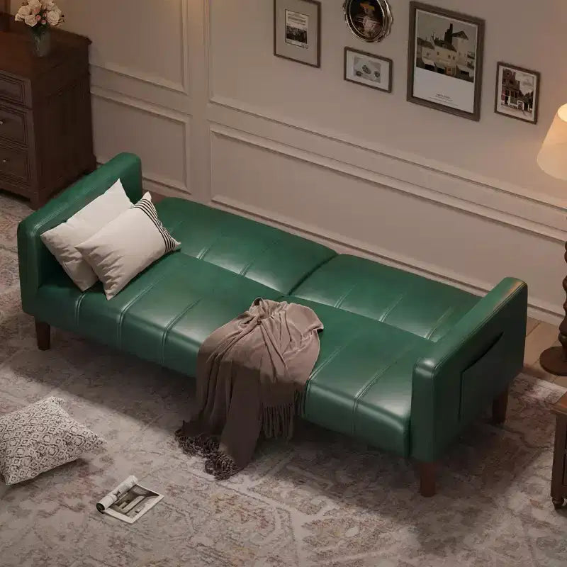 Canapé-lit futon 75 en cuir PU, causeuse convertible, dossier réglable, poches latérales, canapé-lit peu encombrant