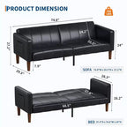 Canapé-lit futon 75 en cuir PU, causeuse convertible, dossier réglable, poches latérales, canapé-lit peu encombrant