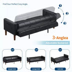 Canapé-lit futon 75 en cuir PU, causeuse convertible, dossier réglable, poches latérales, canapé-lit peu encombrant